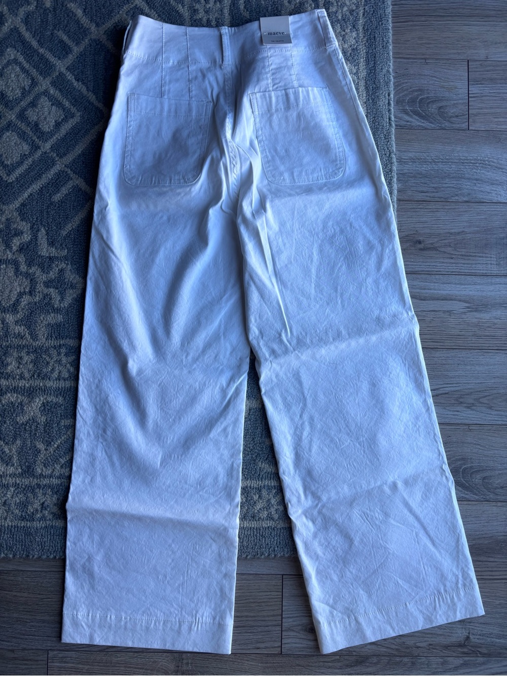Maeve White Wide-Leg Cotton Trousers